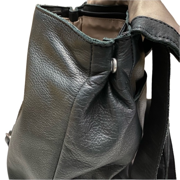 Black & Silver Leather Liberty Backpack Purse - Picture 6 of 15